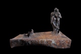 stabat mater dolorosa 2016 - bronze ferraille L29 H20 - bronzes ,  verre avec ferraille